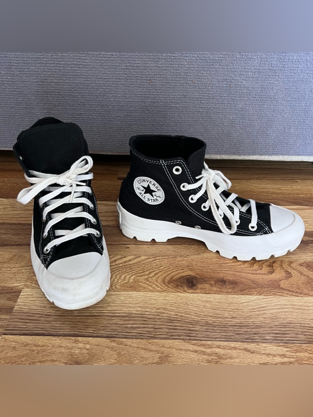 Black Platform Converse Sneakers | Size 8